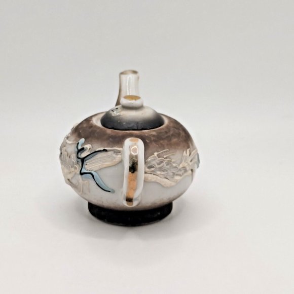 Vtg Moriage Dragonware Teapot Pacific Japan Black Raised Hand Crafted Painted - Picture 3 of 10
